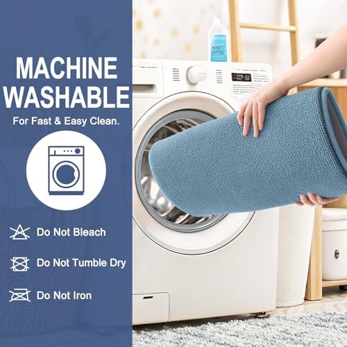 OLANLY Memory Foam Bathroom Runner Rug 44x24, Absorbent Long Mat, Airy Blue - Image 6