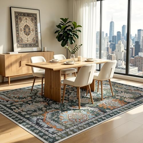 Ruaruarug Washable Area Rug 5×7 for Living Room, Ultra Soft, Dark Green - Image 7