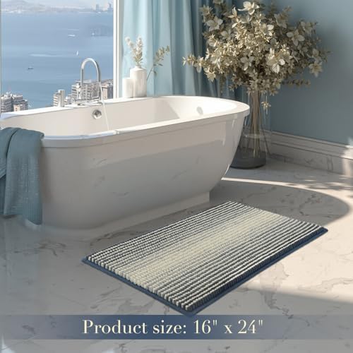 BSICPRO Bathroom Rugs, 17x24 Chenille Bath Mats, Haze Blue - Image 6