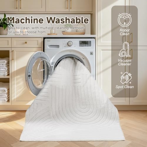 Pauwer 5x7 Area Rugs for Living Room, Modern Non Slip Washable Rug, White - Image 6