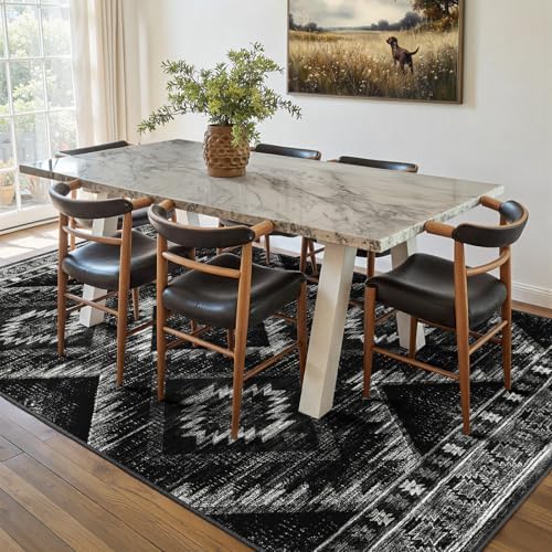 BESTSWEETIE 8'x10' Washable Area Rug for Living Room Bedroom Black - Image 7