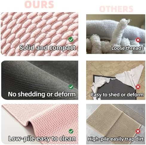 TYUU Bathroom Rugs Non Slip Washable, Super Absorbent Thin Bath Mat Quick Dry Low Pile Bathroom Rug, Pink 24"x36" - Image 6