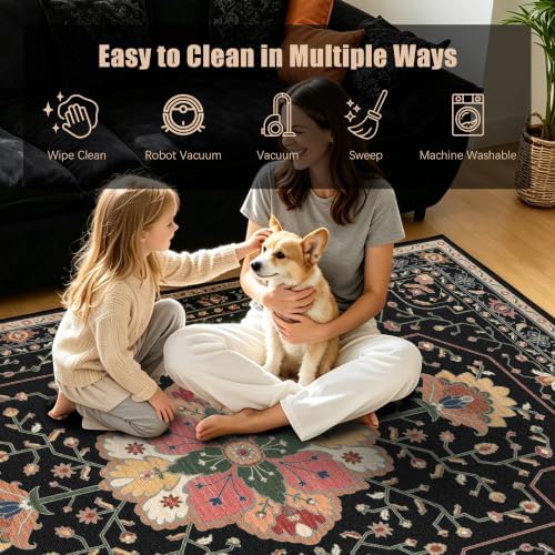 YARNSCAPE 6' x 9' Machine Washable Area Rug, Non-Slip Low-Pile Carpet - Image 7