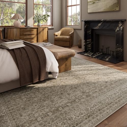 Washable Area Rugs for Living Room: 5x7 Bedroom Area Rug Boho Vintage Rugs Stain Resistant Non Slip Low Pile Soft Lightweight Carpet for Kitchen Dining Room Farmhouse Nursery Kids Room - Image 6