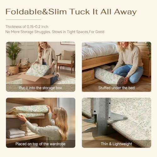 PureCozy 6x9 Light Green Floral Area Rug Vintage Farmhouse Style - Image 6