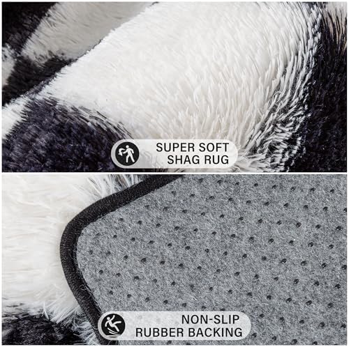 PureCozy Checkered Rug 9x12 for Living Room Black and White Soft Shag Rugs - Image 6