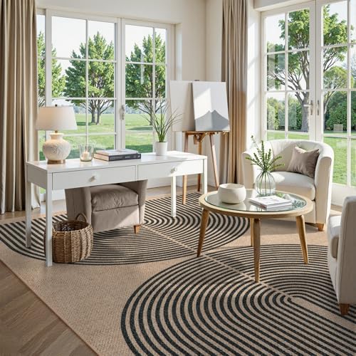 Lahome Modern Rainbow Easy Jute 9x12 Rug, Large Non Slip Indoor Outdoor Rug - Image 7