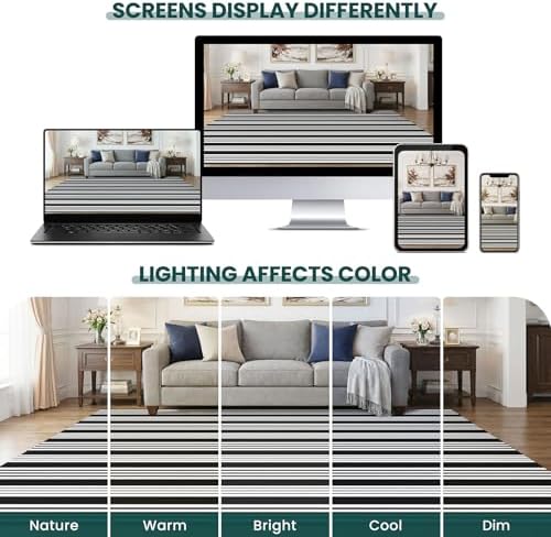 KOZYFLY 4x6 ft Striped Rug Black and White Front Door Rug Cotton Woven Rugs - Image 6