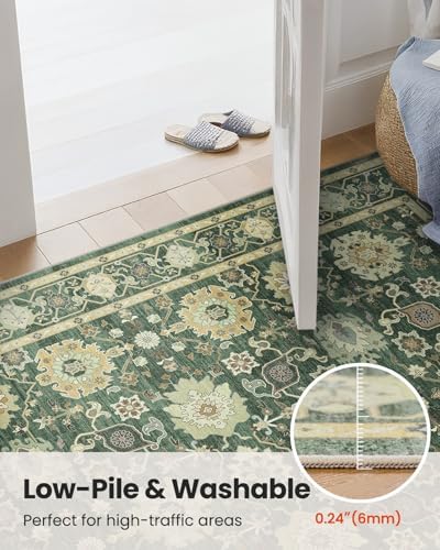 Amada Vintage Washable Area Rug,6'x9',Olive Green - Image 6