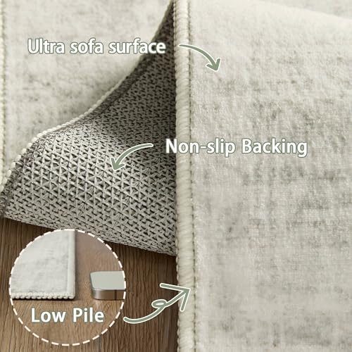 Washable 3x5 Entryway Rug, Ivory Area Rugs for Living Room - Image 7