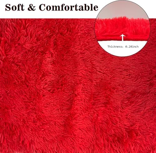 Red Bathroom Rugs Sets 3Piece Bath Mat Solid Bath Rug Floor Mats Washable Shower Rug with U-Shaped Contour Rug Toilet Lid Cover - Image 3