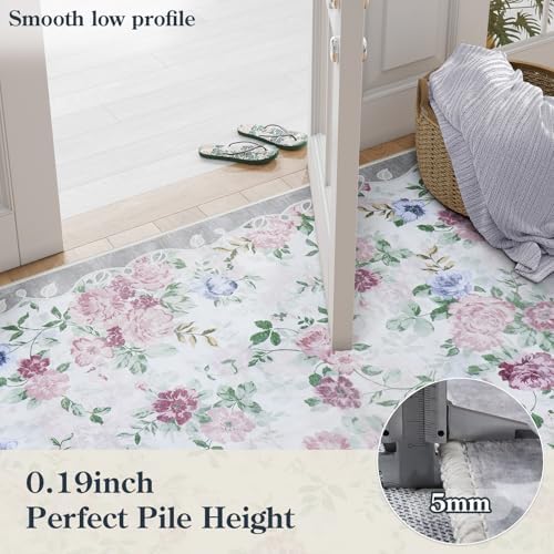 Lahome Purple and Grey Vintage Floral 8x10 Rug for Living Room, Boho - Image 6