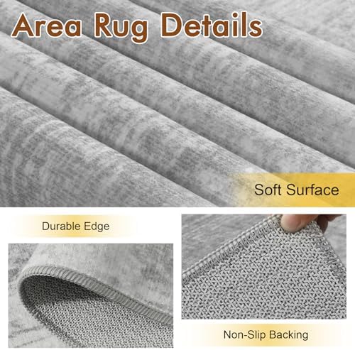 4x6 Ft Abstract Washable Area Rugs for Living Room Grey - Image 6