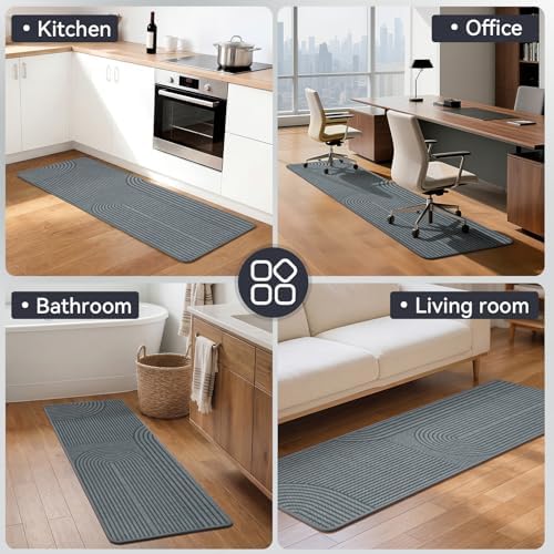 Kitchen Mats for Floor, Kitchen Rugs Non Slip, 17x59 Grey - Image 6