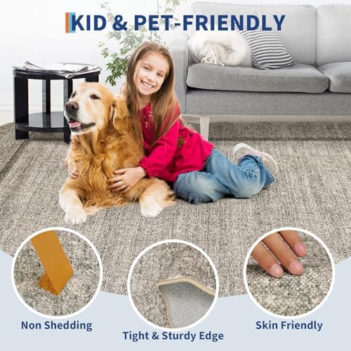 GarveeHome Scalloped Washable Small Round Rug 3 ft Non-Slip, Brown - Image 7