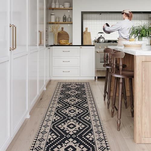 Lahome Moroccan Easy Jute Outdoor Runner Rug, 2x8 Black Washable Runnre - Image 6
