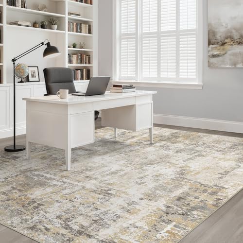 LOONGRUG 6x9 Area Rug Washable Neutral Modern Rug for Living Room Gray Gold - Image 7