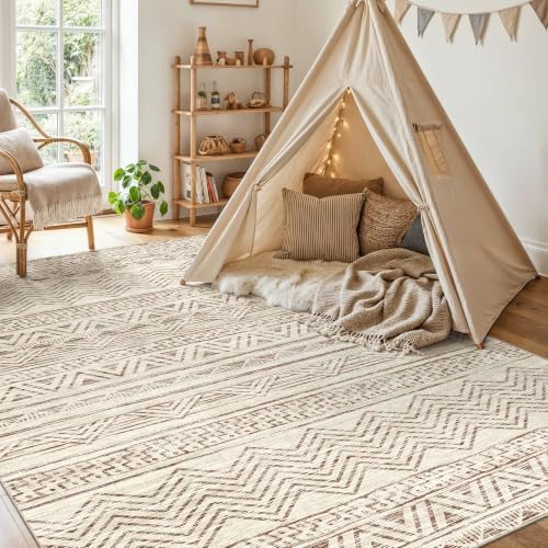Ksrau 6x8 Area Rug Washable Moroccan: Non Slip Living Room Floor Mat Beige - Image 7