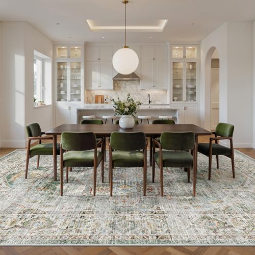 befbee 8x10 Area Rugs for Living Room, Washable Vintage Non Slip Rug Green - Image 7
