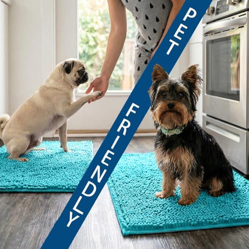 Bathroom Rugs Sets 2 Piece,Super Absorbent Chenille Bath Mats and U-Shaped Toilet Rug,Strong PVC Non Slip Backing,Microfiber Washable Dry Quickly Bath Mats for Bathroom(20"x32"+20"x20"U, Light Blue) - Image 7