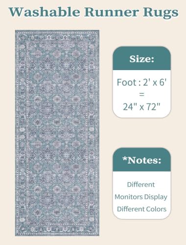 SERISSA 2x6 Washable Non Slip Floral Boho Runner Rug for Hallway - Image 6
