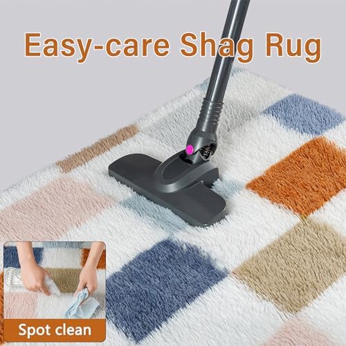 PureCozy Checkered Area Rug 7x10 for Living Room Soft Fluffy Shag Carpet - Image 6