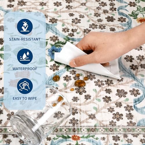 GarveeHome Beige Floral 5x7 Washable Area Rug for Living Room Bedroom - Image 6