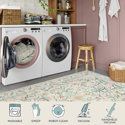 Lahome Boho Beige Rugs for Living Room 6x9, Washable Kids Rugs for Bedroom Girls, Farmhouse Soft Baby Carpet for Nursery, Non-Slip Carpet for Dining Room Playroom, Beige - Image 6