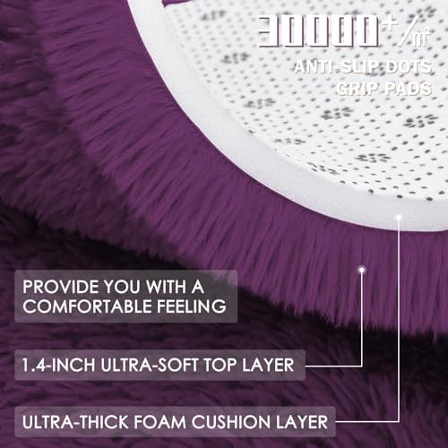 OLANLY Dark Purple Round Rugs for Bedroom - Machine Washable, 8 ft Circle Area Rugs for Living Room, Soft and Fluffy Shaggy Carpet for Teen Girl and Boys, Nursery Rooms, Dorms, Home Decor Aesthetic - Image 7