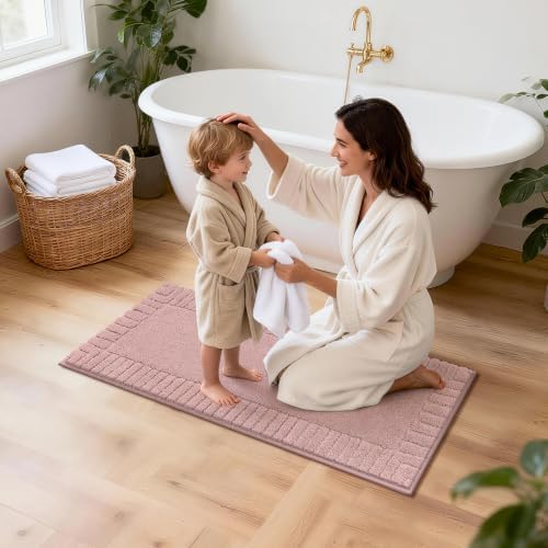 Pauwer Bathroom Rugs Set 5 Piece, Microfiber Bath Mat Set, Dusty Pink - Image 7