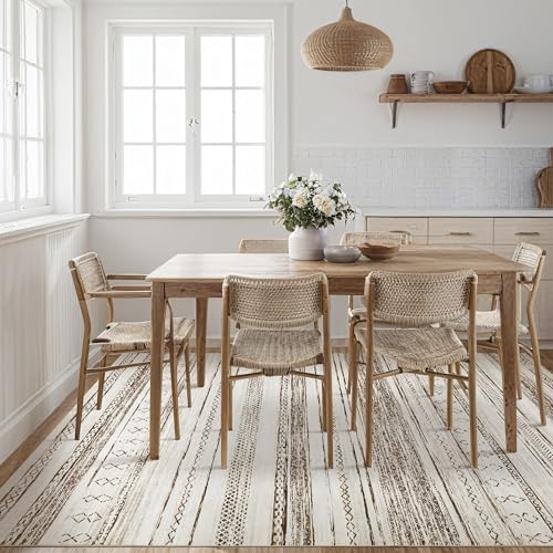 Tortania Area Rug Living Room Rugs - 10x12 Washable Large Soft Neutral Boho Moroccan Bohemian Farmhouse Rug Indoor Floor Carpet for Bedroom Under Dining Table Home Office Decor - Beige - Image 6