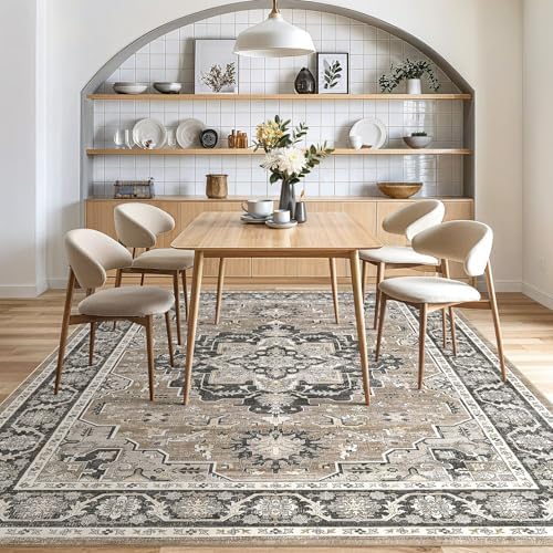 cotiled 6x9 Area Rug for Living Room, Washable, Traditional, Black Brown - Image 7