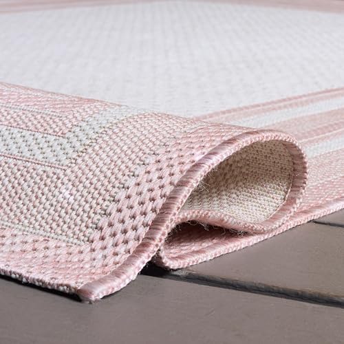 SAFAVIEH Washable Rug Outdoor Courtyard Collection - 5'3" x 7'7", Ivory & Pink, Non-Shedding & Easy to Clean, Ideal for Patio, Backyard, Mudroom (CY8475-56212) - Image 7