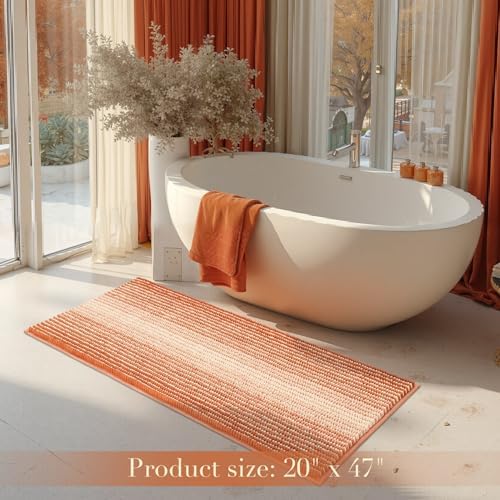 BSICPRO Large Bathroom Rugs Runner, 20x47 Chenille Bath Mat, Pumpkin Orange - Image 6