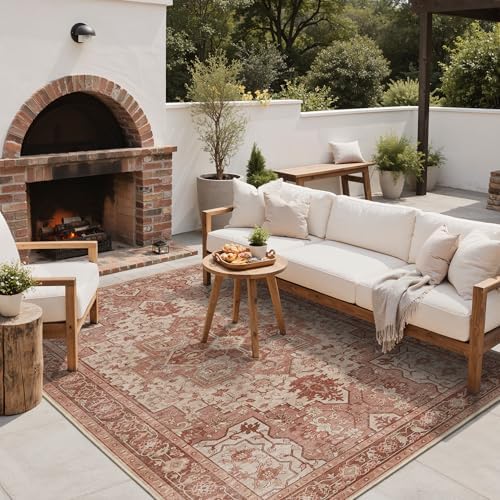 GENIMO Indoor Outdoor Rug, Washable for Patio and Deck, Mauve Beige, 6x9 - Image 6