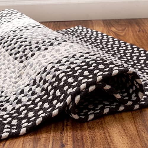 Super Area Rugs 2X6ft Farmhouse Braided Rug Runner - Natural Soft Cotton Carpet for Hallway, Entryway, Kitchen Sink - Primitive Country Woven Rug - Black/Gray/Ivory - Image 7