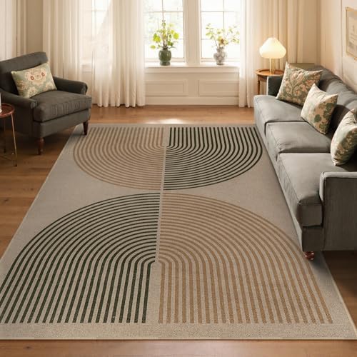 Lahome Modern Rainbow Easy Jute Rug, Washable 5x7 Area Rugs for Living Room Black Farmhouse Dining Room Rug, Contemporary Natural Throw Mat Non Slip Floor Carpet for Office RV Patio - Image 6