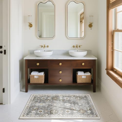 Machine Washable Small Rugs for Entryway: Door Mat Indoor Entrance 2x3 Boho Throw Rug Stain Resistant Non-Slip Low Pile Soft Carpets for Kitchen Front Door Indoor Entrance Entry Bedroom Nursery - Image 6