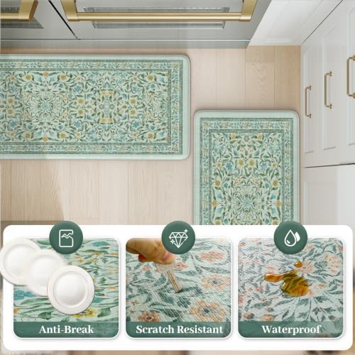 KIMODE Kitchen Mats for Floor Anti Fatigue, Blue Green Kitchen Floor Mats - Image 6