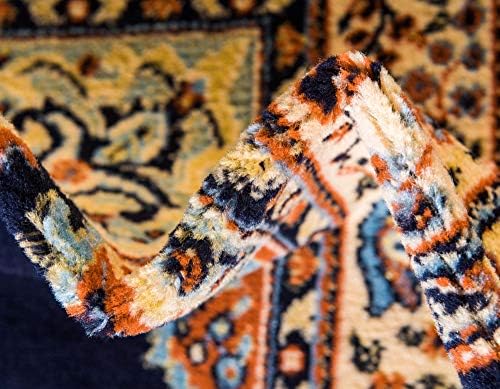Unique Loom Reza Collection Traditional Persian Style Area Rug, 2 ft 7 in x 10 ft, Navy Blue/Ivory - Image 6