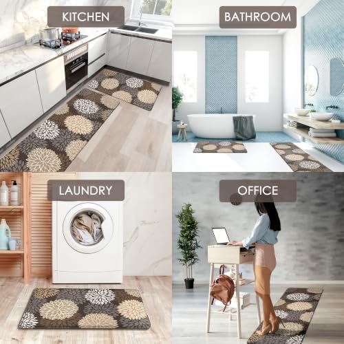Kitchen Mats Set of 2 Cushioned Anti Fatigue Kitchen Rugs Non Slip Waterproof Runner Memory Foam Kitchen Floor Mat Comfort Standing Mat for Sink, Office, Laundry, Drak Brown - Image 6