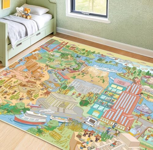 Patriotic Large 8x10 Kids Playroom Rug – North America Geography Carpet with Landmarks, Wildlife & U.S. Presidents – Giant Educational Area Rug for Homeschool, Daycare, Classroom, or Pretend Play Area - Image 6