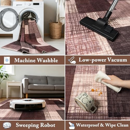 Washable 2x3 Entryway Rug, Throw Rugs with Rubber Backing, Purple - Image 6