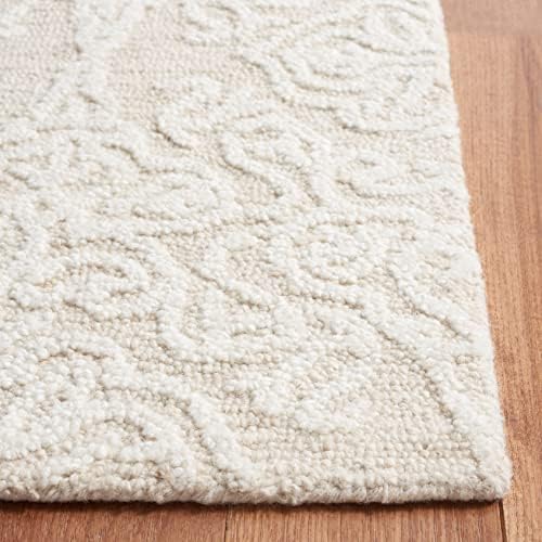 SAFAVIEH Blossom Collection Area Rug - 8' x 10', Beige & Ivory, Handmade Wool, Ideal for High Traffic Areas in Living Room, Bedroom (BLM112B) - Image 6