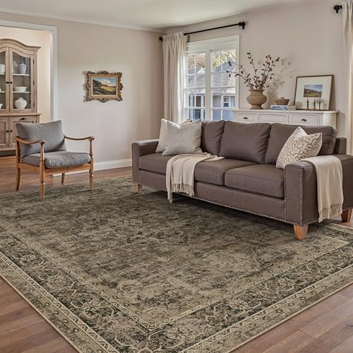 PureCozy Brown Small Area Rug 4x6 Vintage Oriental Distressed - Image 6
