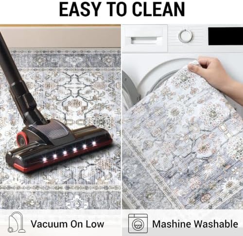 KUTA Vintage Washable Hallway Runner 2x8 Runners for Hallways Grey Blue - Image 6