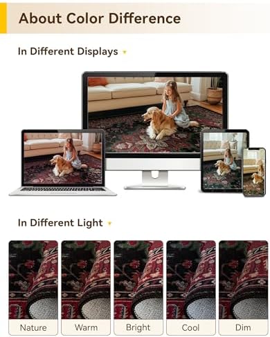 RELEANY Washable Area Rug, 7'x10', Red/Black - Image 7