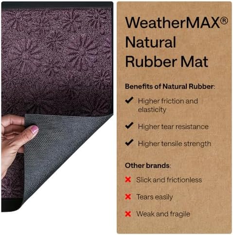 GORILLA GRIP WeatherMAX Door Mat, Indoor Outdoor, 29x17 Purple Daisy Floral - Image 6