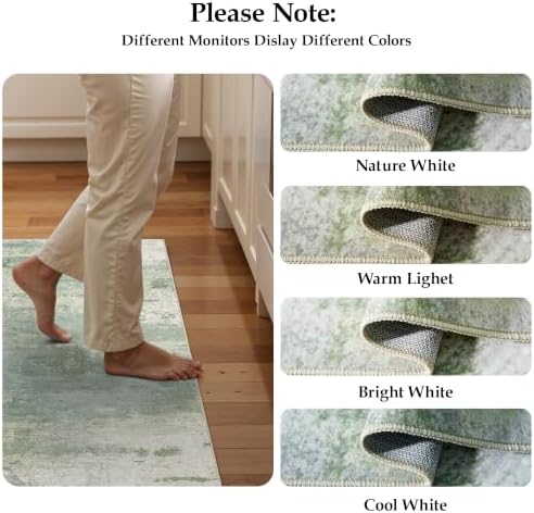 4x5 Area Rug Washable Abstract: Non Slip Entryway Floor Mat Sage Green - Image 7
