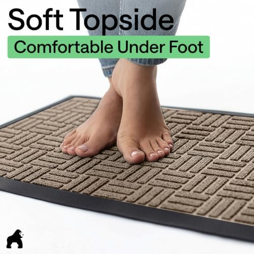 GORILLA GRIP WeatherMAX Door Mat, Indoor Outdoor Use, 47x35, Beige Maze - Image 7